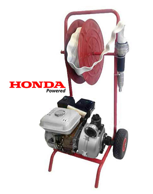 Πυροσβεστικό συγκρότημα βενζινοκίνητο HONDA GP200 - HP200D - τροχήλατο με ανέμη, μάνικα πυρόσβεσης 30 μέτρων και αυλό 2''