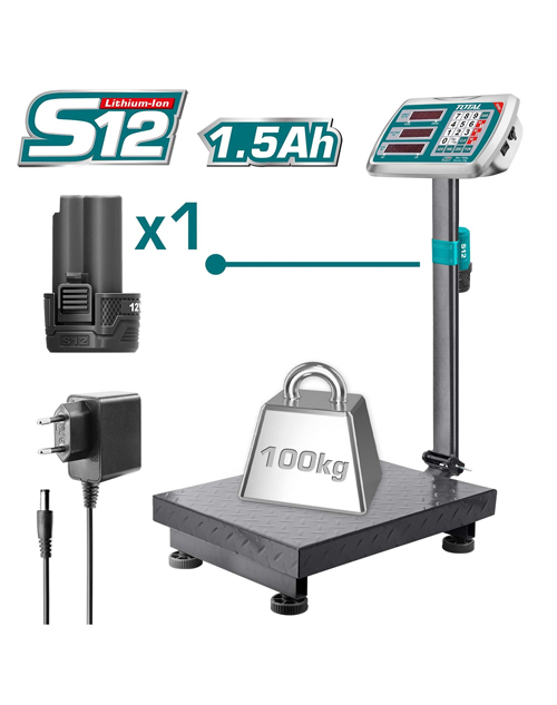 Ζυγαριά ηλεκτρική και μπαταρίας 12 volt TOTAL TES1245 - 100Kg