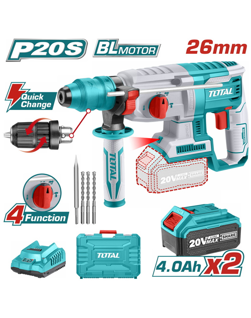 Επαγγελματικό σετ πνευματικό πιστολέτο Brushless TOTAL TRHLI202289 με 2 μπαταρίες - Li-ion (λιθίου) 20V  Επαγγελματικό σετ πνευματικό πιστολέτο Brushless TOTAL TRHLI202289 με 2 μπαταρίες - Li-ion (λιθίου) 20V